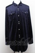 【WINTERセール】NO ID. BLACK シャツ.ベロアウエスタンロング /ネイビー/2 O-22-09-27-024-NO-sh-YM-ZT227