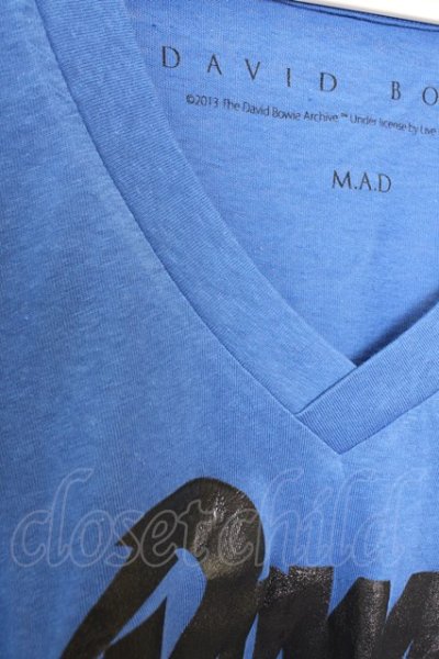 画像3: 【SALE】Moonage Devilment(清春) Tシャツ.MaD×BOWIE V/N LOGO T /ブルー/44 T-22-09-30-007-Mo-ts-NA-ZT339