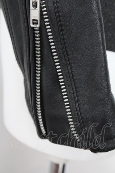 画像3: Black by VANQUISH ジャケット.メルトンコンビレザーダブルライダース /ブラックｘグレー/M O-22-10-05-007-Bl-ja-YM-ZT-ML016 (3)