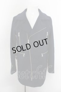 【SALE】NO ID. BLACK コート.メルトンWライダースハーフ /ネイビー/1 O-22-10-05-010-NO-ou-YM-ZT477