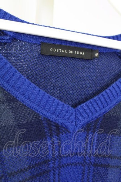 画像3: GOSTAR DE FUGA ニットソー.Peerless ジャガードチェック /ブルー/46 T-22-10-06-027-GO-to-YM-ZT291 (3)