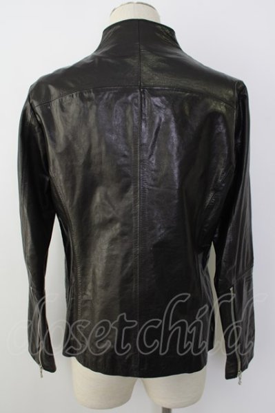 画像2: SHELLAC ジャケット.ゴートレザーボトルネックシングル /ブラック/46 T-22-10-06-043-SH-ja-ET-ZT-ML029 (2)