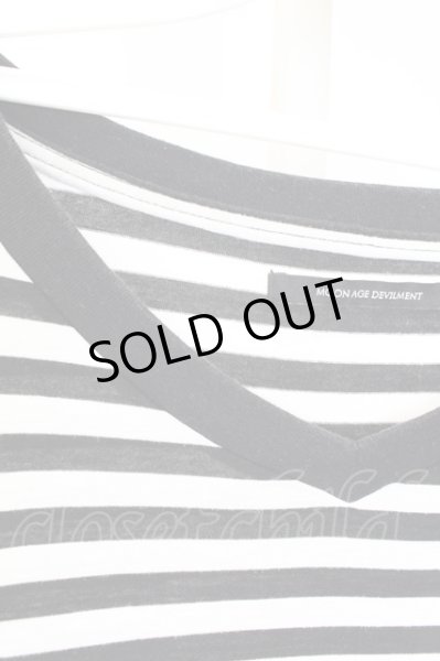 画像3: Moonage Devilment(清春) Ｔシャツ.Ｖネックボーダー /ホワイト/48 T-22-10-06-012-Mo-ts-NA-ZT290 (3)