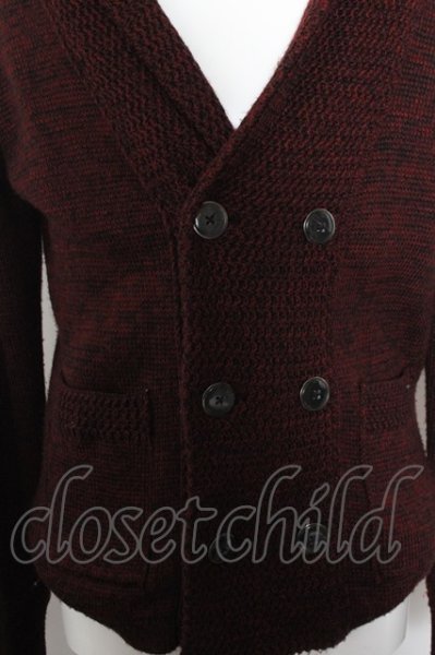 画像2: semanticdesign カーディガン.ダブル編みミックスニット /レッド/LL O-22-10-20-031-se-to-YM-ZT090 (2)