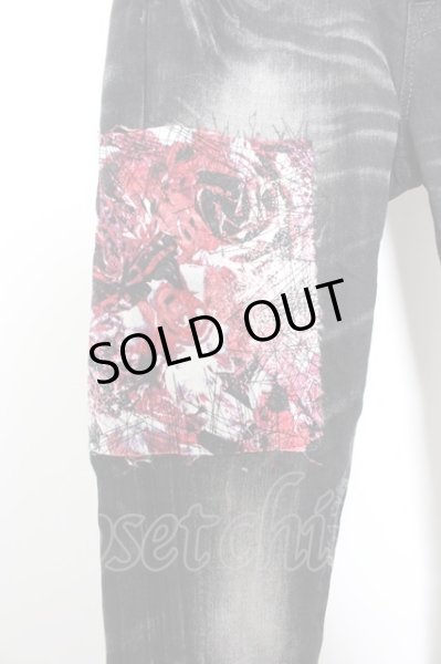 画像2: CIVARIZE パンツ.リメイクパッチスキニー /ブラックｘレッド/42 O-22-10-28-074-CI-pa-YM-ZT469 (2)