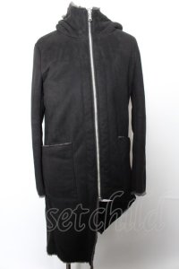 【WINTERセール】NO ID. BLACK コート.フェイクムートンリバーシブルフーデッド /ブラックｘグレー/3 O-22-10-31-042-NO-ou-YM-ZT-M006