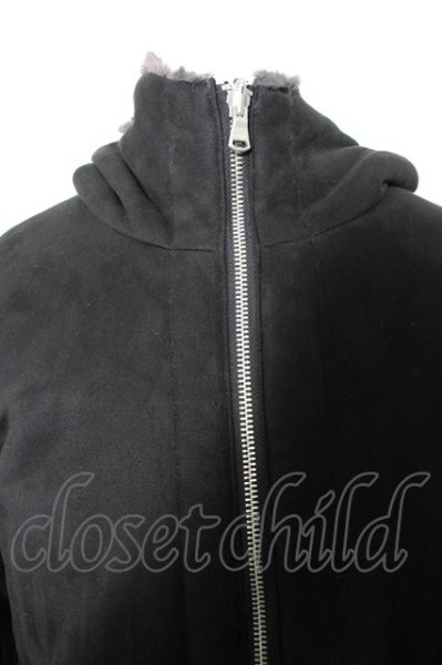 画像2: NO ID. BLACK コート.フェイクムートンリバーシブルフーデッド /ブラックｘグレー/3 O-22-10-31-042-NO-ou-YM-ZT-M006 (2)