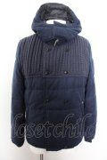 【WINTERセール】VANQUISH ジャケット.ニット切替え中綿フードブルゾン /ネイビー/M O-22-10-31-065-VA-ja-YM-ZT156