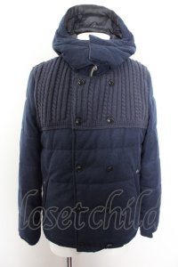 【WINTERセール】VANQUISH ジャケット.ニット切替え中綿フードブルゾン /ネイビー/M O-22-10-31-065-VA-ja-YM-ZT156