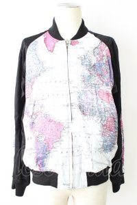 LAD MUSICIAN ジャケット.17AW/REVERSIBLE BLOUSONワールドマップリバーシブル /ホワイト/42 T-22-11-18-010-LA-to-KN-ZT104