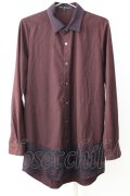 【WINTERセール】NO ID.BLACK シャツ.マルチパターンロングSH /ワイン/1 T-22-11-18-003-NO-sh-KN-ZT104