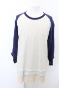 【WINTERセール】glamb トップス.ラグランレイヤードスウェット /ライトグレー?ネイビー/2 O-22-11-30-031-ET-ts-IG-ZT148