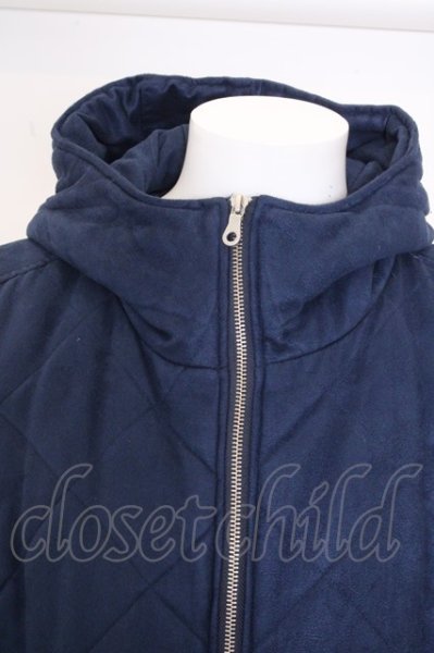 画像2: NO ID. ジャケット.フェイクスウェードダイヤキルティングフーデッド /ネイビー/2 O-22-12-18-036-NO-ja-YM-ZT-M016 (2)