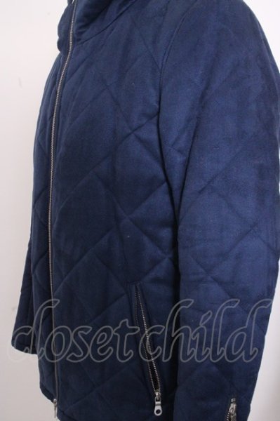 画像3: NO ID. ジャケット.フェイクスウェードダイヤキルティングフーデッド /ネイビー/2 O-22-12-18-036-NO-ja-YM-ZT-M016 (3)
