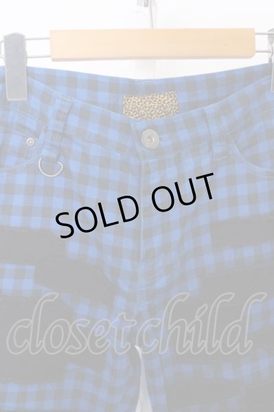 画像2: JURY BLACK パンツ.クラッシュリペアチェック /ブルー/M O-22-12-18-052-JU-pa-YM-ZT60 (2)