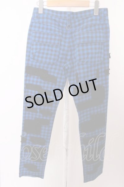 画像4: JURY BLACK パンツ.クラッシュリペアチェック /ブルー/M O-22-12-18-052-JU-pa-YM-ZT60 (4)