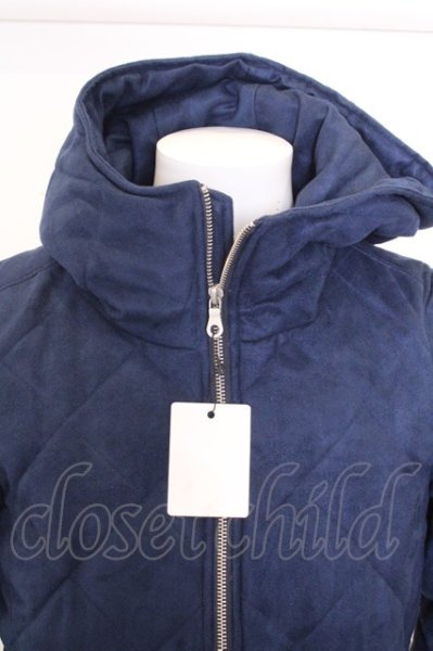 画像2: NO ID. ジャケット.フェイクスウェードダイヤキルティングフーデッド /ネイビー/1 O-22-12-18-081-NO-ja-YM-ZT-ML010 (2)