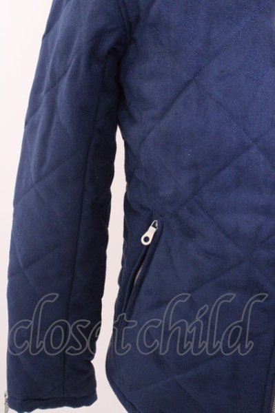 画像3: NO ID. ジャケット.フェイクスウェードダイヤキルティングフーデッド /ネイビー/1 O-22-12-18-081-NO-ja-YM-ZT-ML010 (3)