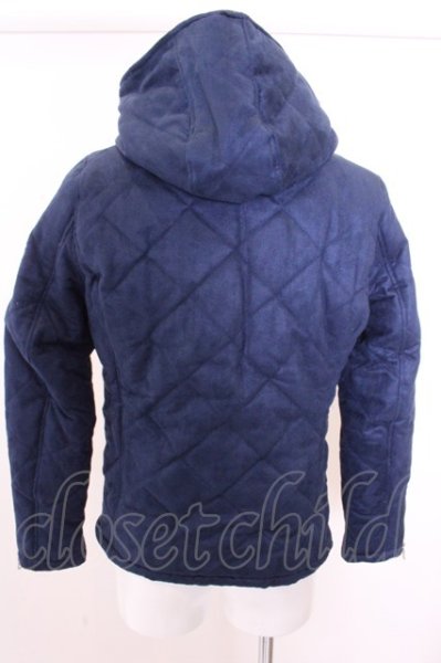 画像4: NO ID. ジャケット.フェイクスウェードダイヤキルティングフーデッド /ネイビー/1 O-22-12-18-081-NO-ja-YM-ZT-ML010 (4)