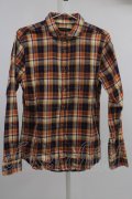 【WINTERセール】GOSTAR DE FUGA シャツ.TakeOverワイドカラーOXチェック /オレンジ/46 T-22-12-21-002-GO-sh-YM-ZT132