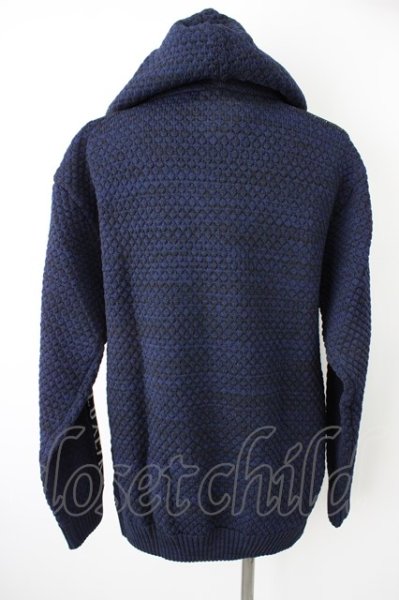画像2: LUXE／R パーカー.ポリニットジャガードラインプル /ネイビー/L T-22-12-21-013-LU-to-YM-ZT132 (2)