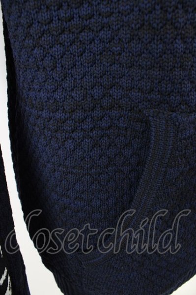 画像6: LUXE／R パーカー.ポリニットジャガードラインプル /ネイビー/L T-22-12-21-013-LU-to-YM-ZT132 (6)