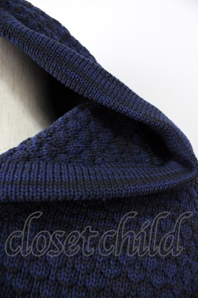 画像7: LUXE／R パーカー.ポリニットジャガードラインプル /ネイビー/L T-22-12-21-013-LU-to-YM-ZT132 (7)