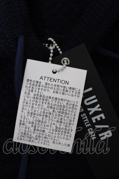 画像8: LUXE／R パーカー.ポリニットジャガードラインプル /ネイビー/L T-22-12-21-013-LU-to-YM-ZT132 (8)