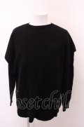 【SALE】NO ID. BLACK カットソー.コットンニットレイヤードＰＯ プルオーバー /ブラックｘホワイト/ONE O-22-12-22-020-NO-sh-YM-ZT170