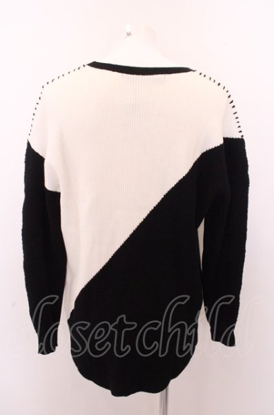 画像4: NO ID. BLACK カットソー.コットンニットレイヤードＰＯ プルオーバー /ブラックｘホワイト/ONE O-22-12-22-020-NO-sh-YM-ZT170 (4)