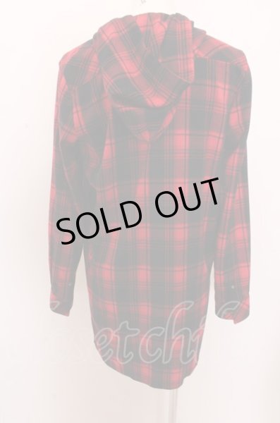 画像2: NO ID. シャツ.フードロングチェック /レッド/2 O-22-12-26-059-NO-sh-YM-ZT017 (2)