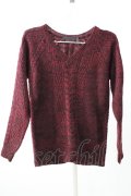 【WINTERセール】FUGA ニット.ケーブル編みVネック /レッド/44 T-22-12-27-005-FU-to-YM-ZT225
