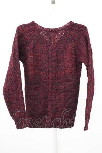 画像2: FUGA ニット.ケーブル編みVネック /レッド/44 T-22-12-27-005-FU-to-YM-ZT225 (2)