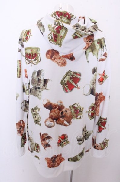 画像2: TRAVAS TOKYO パーカー.くま王冠総柄ZIP /ホワイト/F O-22-12-28-073-TR-pa-YM-ZT164 (2)