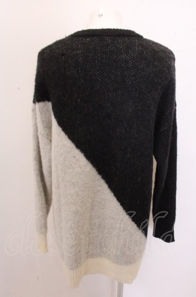 画像2: NO ID. BLACK ニット.モヘヤニットバイカラーBIGプルオーバー /ブラックｘホワイト/ONE O-22-12-28-016-NO-to-YM-ZT135 (2)