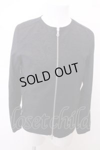 【WINTERセール】NO ID. ジャケット.Pストレッチペイズリーエンボスノーカラーシングルライダース /ネイビー/1 O-22-12-30-100-NO-ja-YM-ZT162