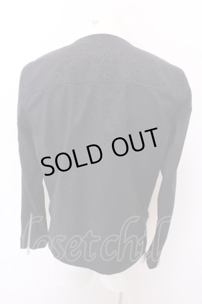 画像2: NO ID. ジャケット.Pストレッチペイズリーエンボスノーカラーシングルライダース /ネイビー/1 O-22-12-30-100-NO-ja-YM-ZT162 (2)