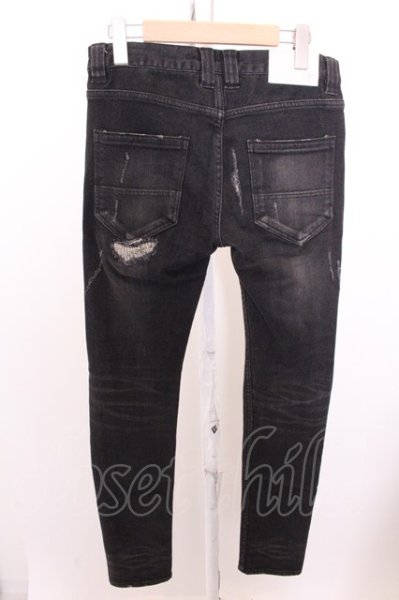 画像2: NO ID. BLACK パンツ.ストレッチデニムダメージスキニー /ブラック/1 O-22-12-30-028-NO-pa-YM-ZT374 (2)