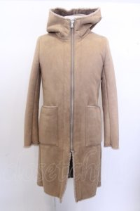 【WINTERセール】NO ID. BLACK コート.フェイクムートンリバーシブルフーデッド /キャメルｘブラウン/1 O-23-01-08-048-NO-ou-YM-ZT-M105