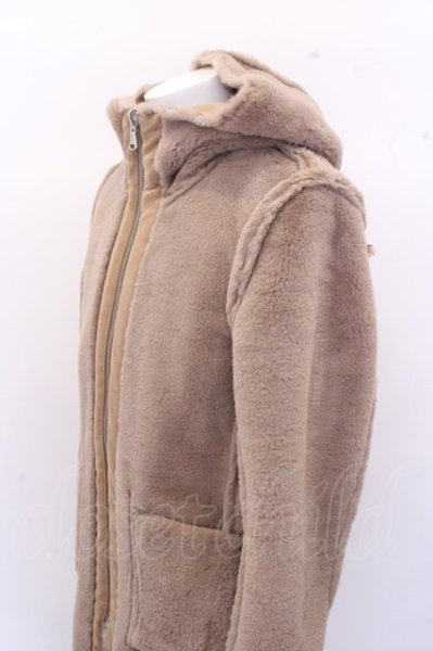 画像4: NO ID. BLACK コート.フェイクムートンリバーシブルフーデッド /キャメルｘブラウン/1 O-23-01-08-048-NO-ou-YM-ZT-M105 (4)