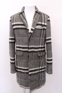 【WINTERセール】DEAN&McQUEEN コート.NOTHINGHAM【ノッティンガム】チェックチェスターフィールド /ブラック/2 O-23-01-08-052-DE-ou-YM-ZT-M104