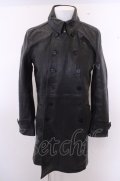 【SALE】NO ID. コート.ラムレザーWブレスト /ブラック/2 O-23-01-22-002-NO-ou-YM-ZT-ML011