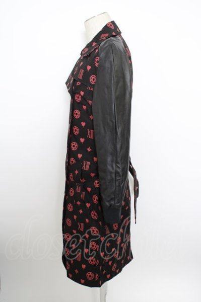 画像4: million dollar orchestra コート.heii monogram トレンチ /ブラック×レッド/1 T-23-01-25-008-MI-ja-KN-ZT-ML032 (4)