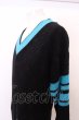 画像3: KMK(KINGLY MASK) ニット.カラーラインワッフル /ブラックｘブルー/M O-23-01-26-060-KM-to-YM-ZT080 (3)
