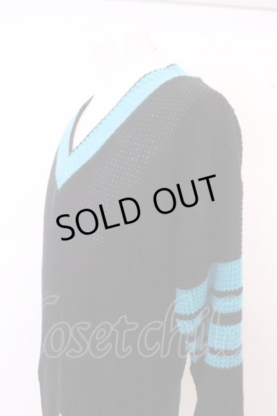 画像3: KMK(KINGLY MASK) ニット.カラーラインワッフル /ブラックｘブルー/M O-23-01-26-060-KM-to-YM-ZT080 (3)