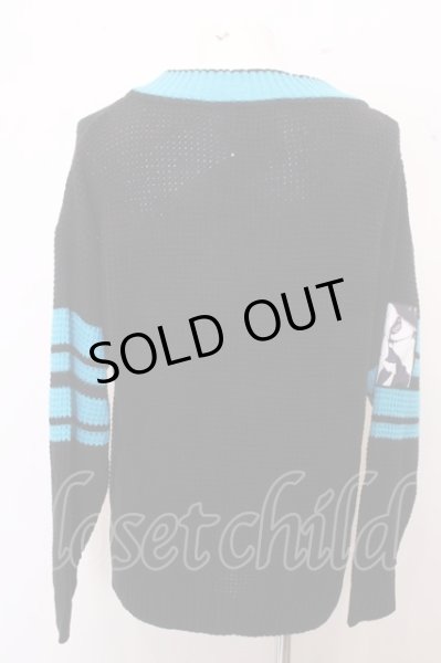 画像4: KMK(KINGLY MASK) ニット.カラーラインワッフル /ブラックｘブルー/M O-23-01-26-060-KM-to-YM-ZT080 (4)