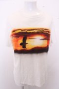 【SALE】BACKLASH Tシャツ.Hawk in the setting sun /ホワイト/M O-23-01-26-004-BA-ts-YM-ZT169