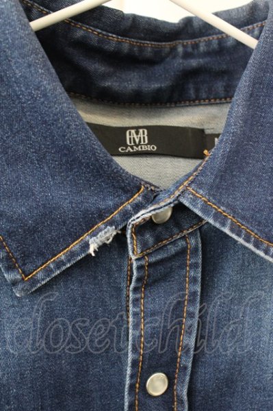 画像3: CAMBIO シャツ.ダメージウエスタンデニム /インディゴ/M T-23-02-03-003-CA-sh-KN-ZT376 (3)