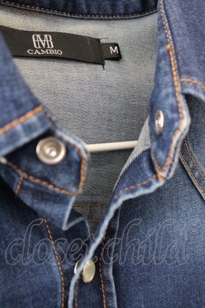 画像7: CAMBIO シャツ.ダメージウエスタンデニム /インディゴ/M T-23-02-03-003-CA-sh-KN-ZT376 (7)