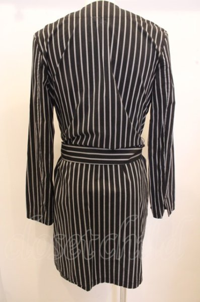 画像3: NO ID. カーディガン.CPストレッチストライプガウン /ブラック/1 O-23-02-06-015-NO-to-YM-ZT231 (3)
